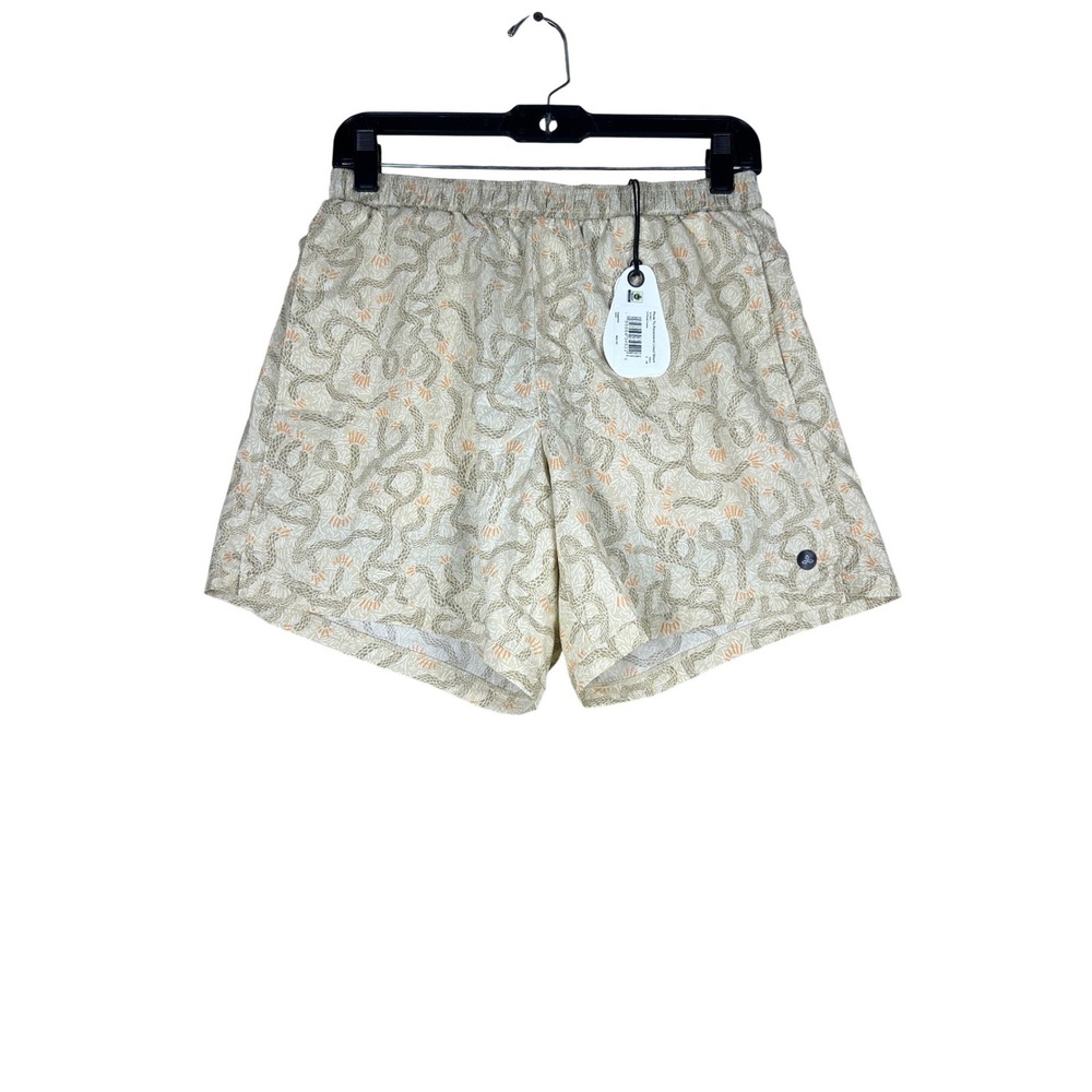 Prana Men's Cream & Orange Patterned Athletic Shorts